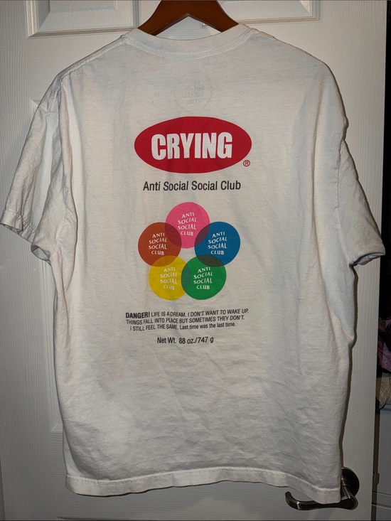 Anti Social Social Club Other - Anti Social Social Club White 'Crying' Graphic Tee with Multicolor Circles